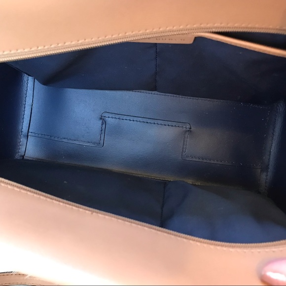 Tory Burch Small Parker Leather Tote Cardamom Navy - Picture 3 of 8